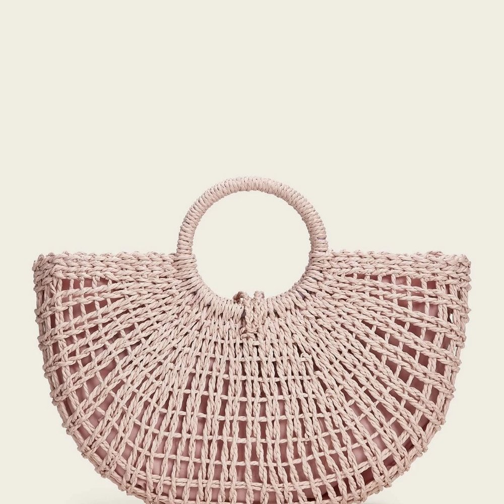 Woven Tote Bag With Ring Handle - Picture 3 of 5